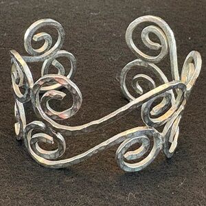 #79 - Elegant Silver Swirl Cuff Bracelet Sterling Silver